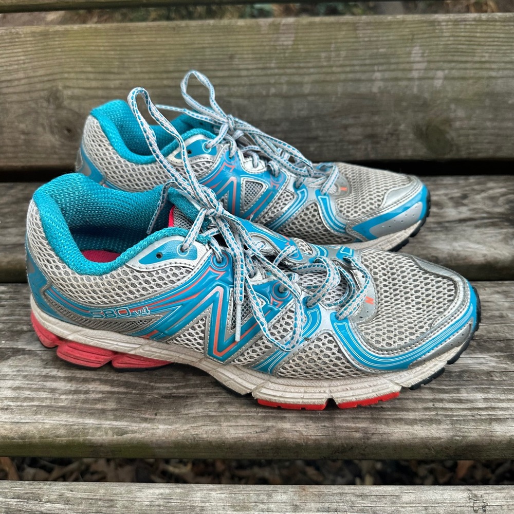 New Balance 580 V4 Womens Running Shoes Sneakers Silver Blue Pink W580WP4 Size 9